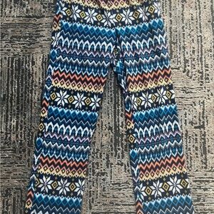 Old Navy Blue and Orange Pajama Bottoms with Nordic Design